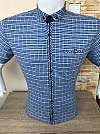 Рубашка, Stendo, короткий рукав, в клетку, карман обманка, пуговицы на воротнике, на кнопках